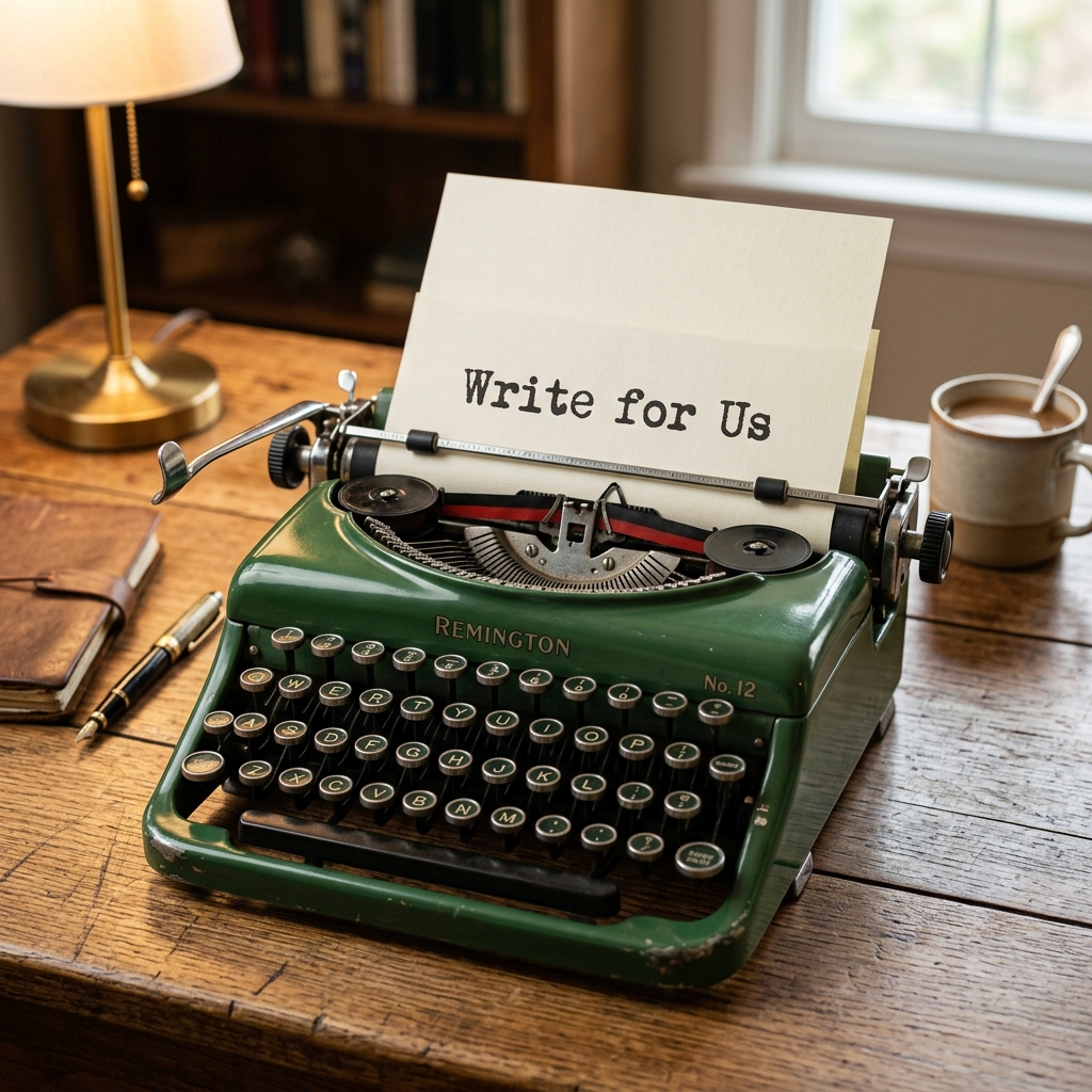 Vintage Typewriter with Write for Us sheet